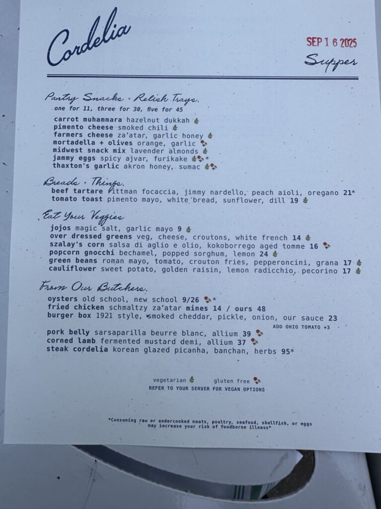 Cordelia Menu 2