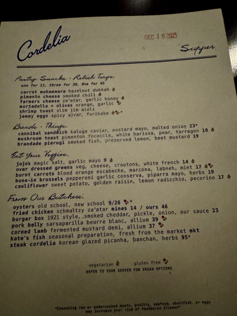 Cordelia Menu 4