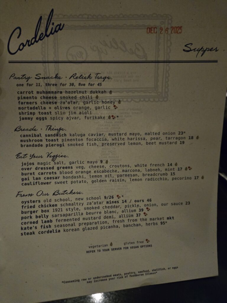 Cordelia Menu 5