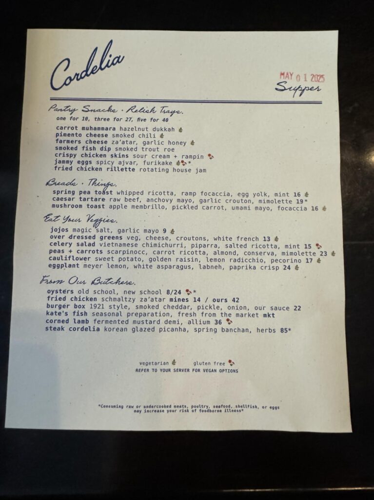 Cordelia Menu 8